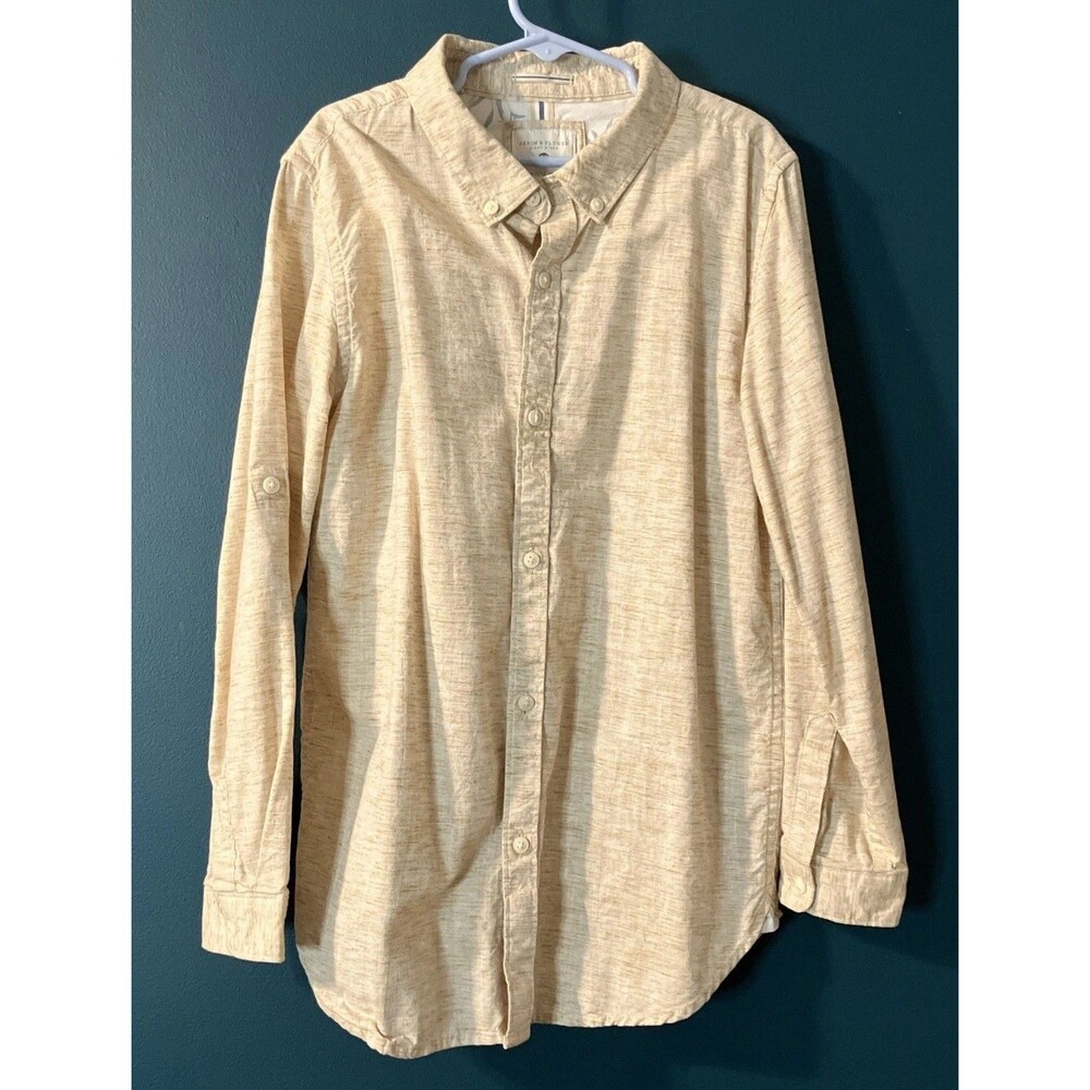 Denim & Flower Ricky Singh Button Down Shirt Big Boys 11/12 Long Sleeve Tan Soft